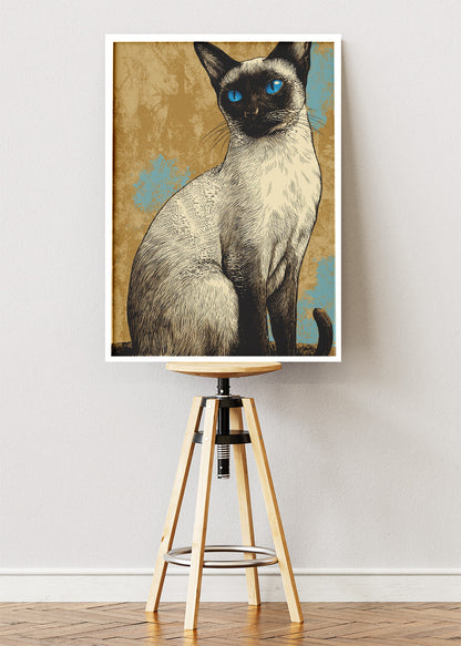 Siamese Cat Canvas Print & Poster – Elegant Blue-Eyed Feline Wall Art
