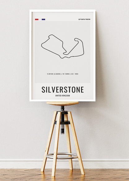 Silverstone Circuit Minimalist Racing Poster & Canvas Print | UK Motorsport Wall Art