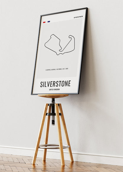 Silverstone Circuit Minimalist Racing Poster & Canvas Print | UK Motorsport Wall Art