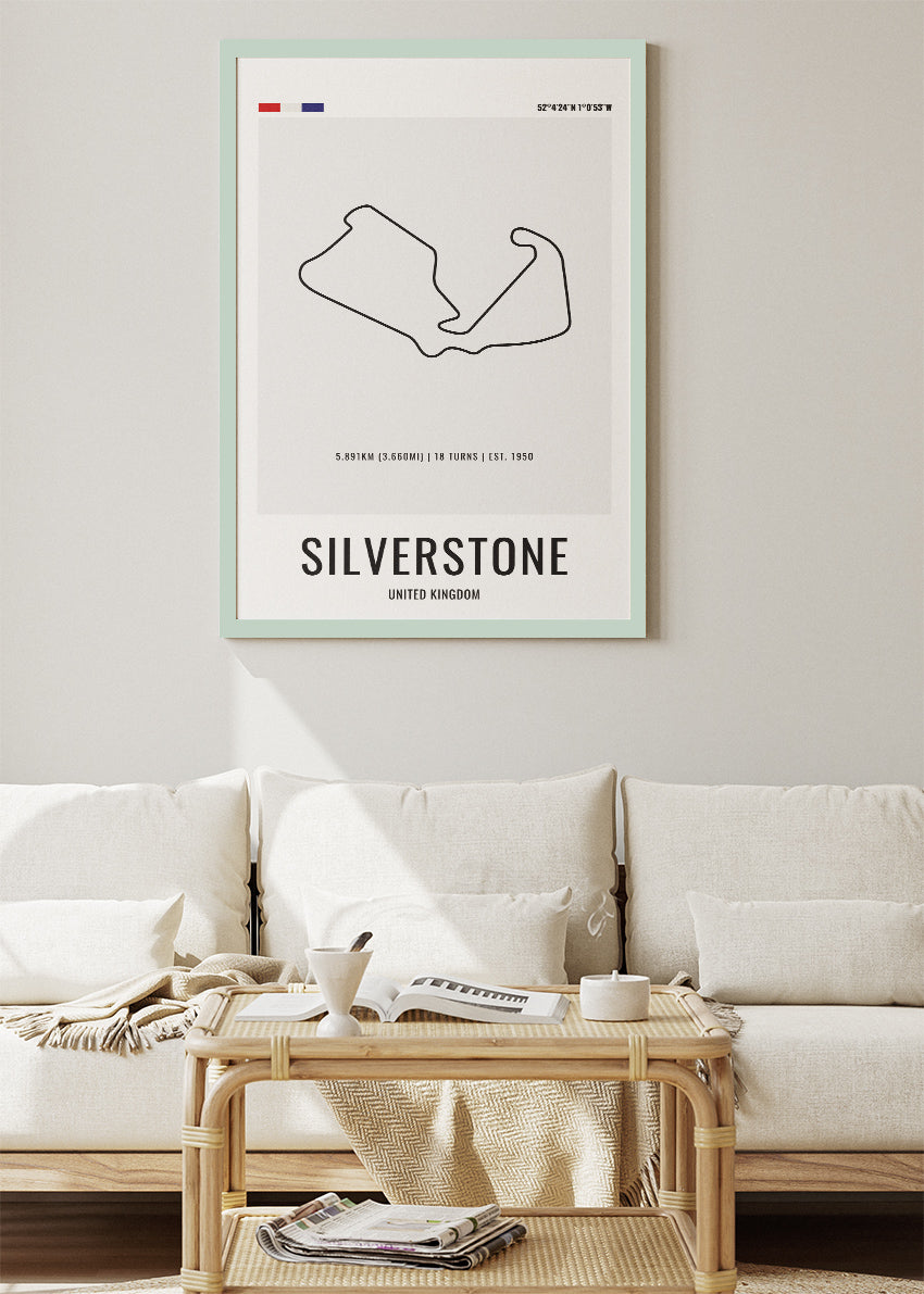 Silverstone Circuit Minimalist Racing Poster & Canvas Print | UK Motorsport Wall Art