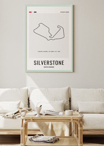 Silverstone Circuit Minimalist Racing Poster & Canvas Print | UK Motorsport Wall Art
