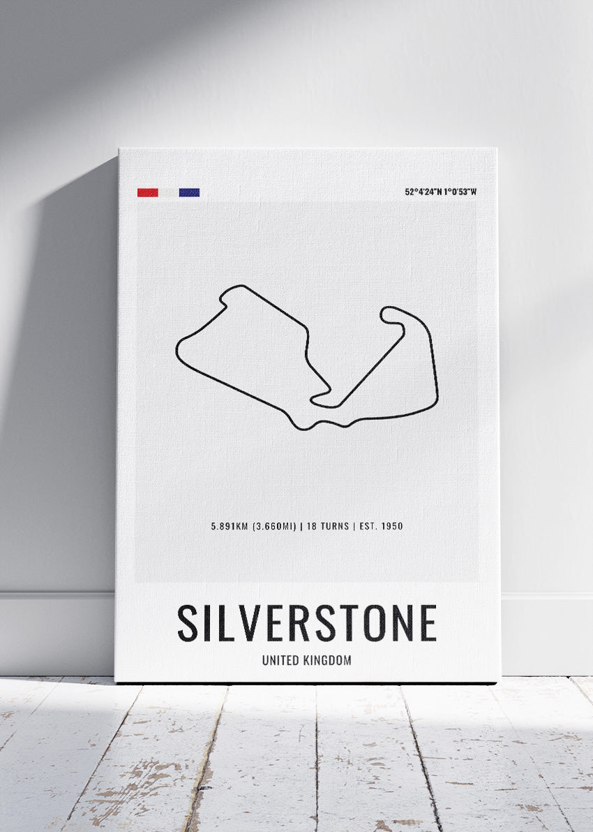 Silverstone Circuit Minimalist Racing Poster & Canvas Print | UK Motorsport Wall Art