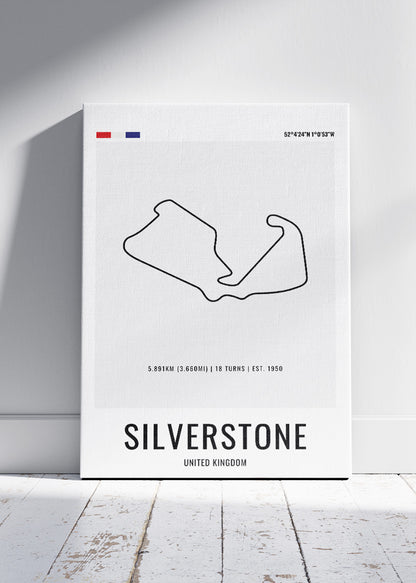 Silverstone Circuit Minimalist Racing Poster & Canvas Print | UK Motorsport Wall Art