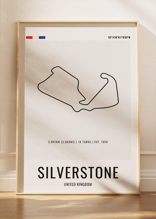 Silverstone Circuit Minimalist Racing Poster & Canvas Print | UK Motorsport Wall Art