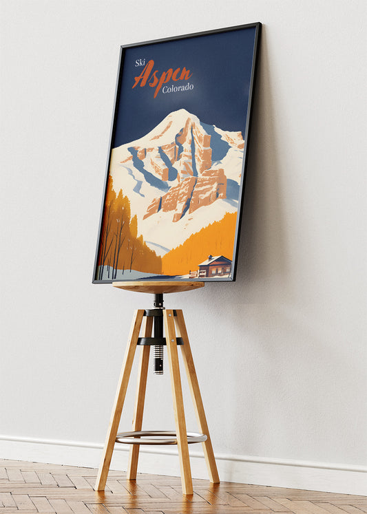 Ski Aspen Colorado Poster & Canvas Print – Vintage Mountain Ski Resort Wall Art
