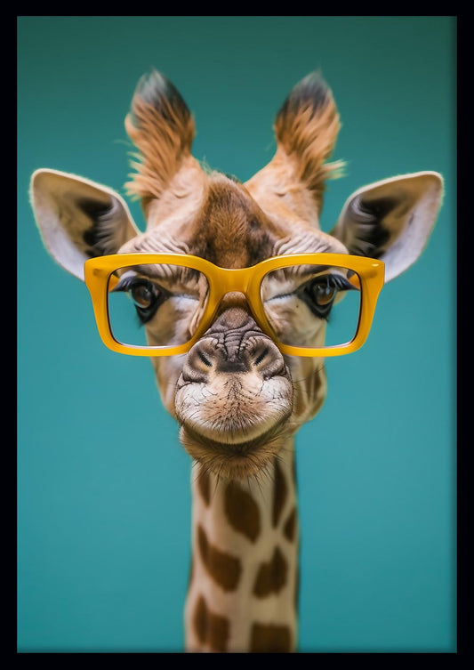 Smarty Giraffe – Funny Animal Portrait Canvas & Poster Art – T808 – AiPrintLab