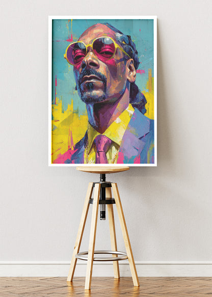 Snoop Dogg Inspired Neon Pop Art Portrait Wall Art Poster & Canvas Print