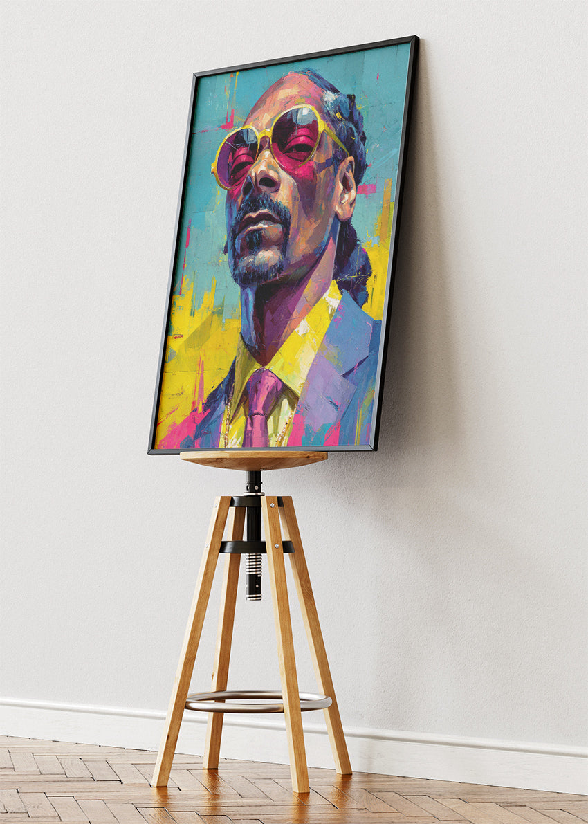 Snoop Dogg Inspired Neon Pop Art Portrait Wall Art Poster & Canvas Print