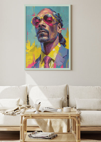 Snoop Dogg Inspired Neon Pop Art Portrait Wall Art Poster & Canvas Print