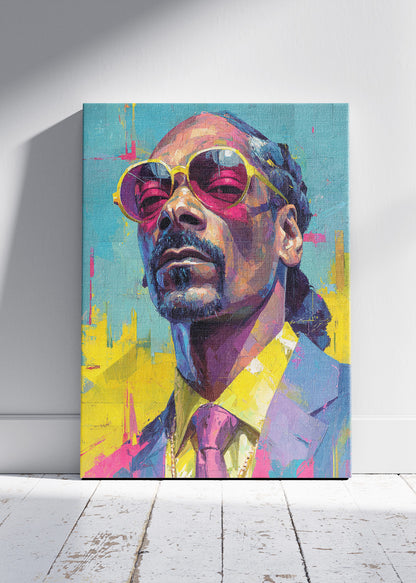 Snoop Dogg Inspired Neon Pop Art Portrait Wall Art Poster & Canvas Print