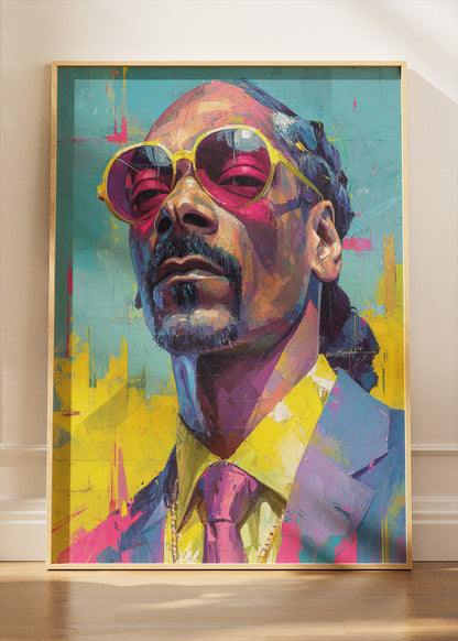 Snoop Dogg Inspired Neon Pop Art Portrait Wall Art Poster & Canvas Print