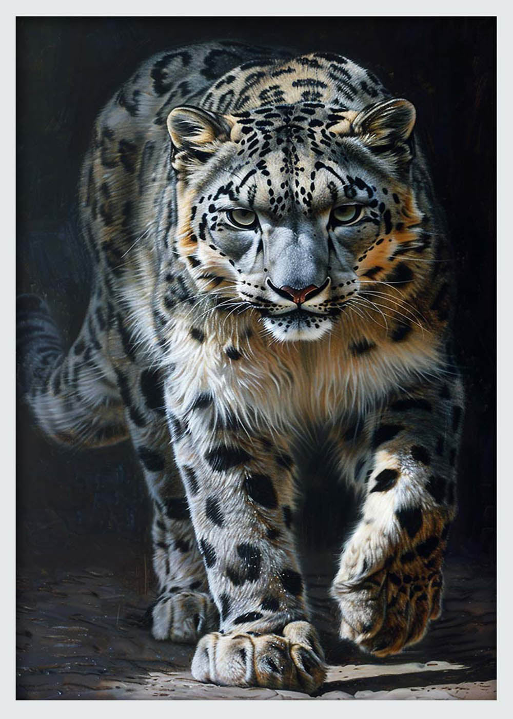 Snow Leopard Close-Up – Powerful Wildlife Canvas & Poster Wall Art – T1104 – AiPrintLab