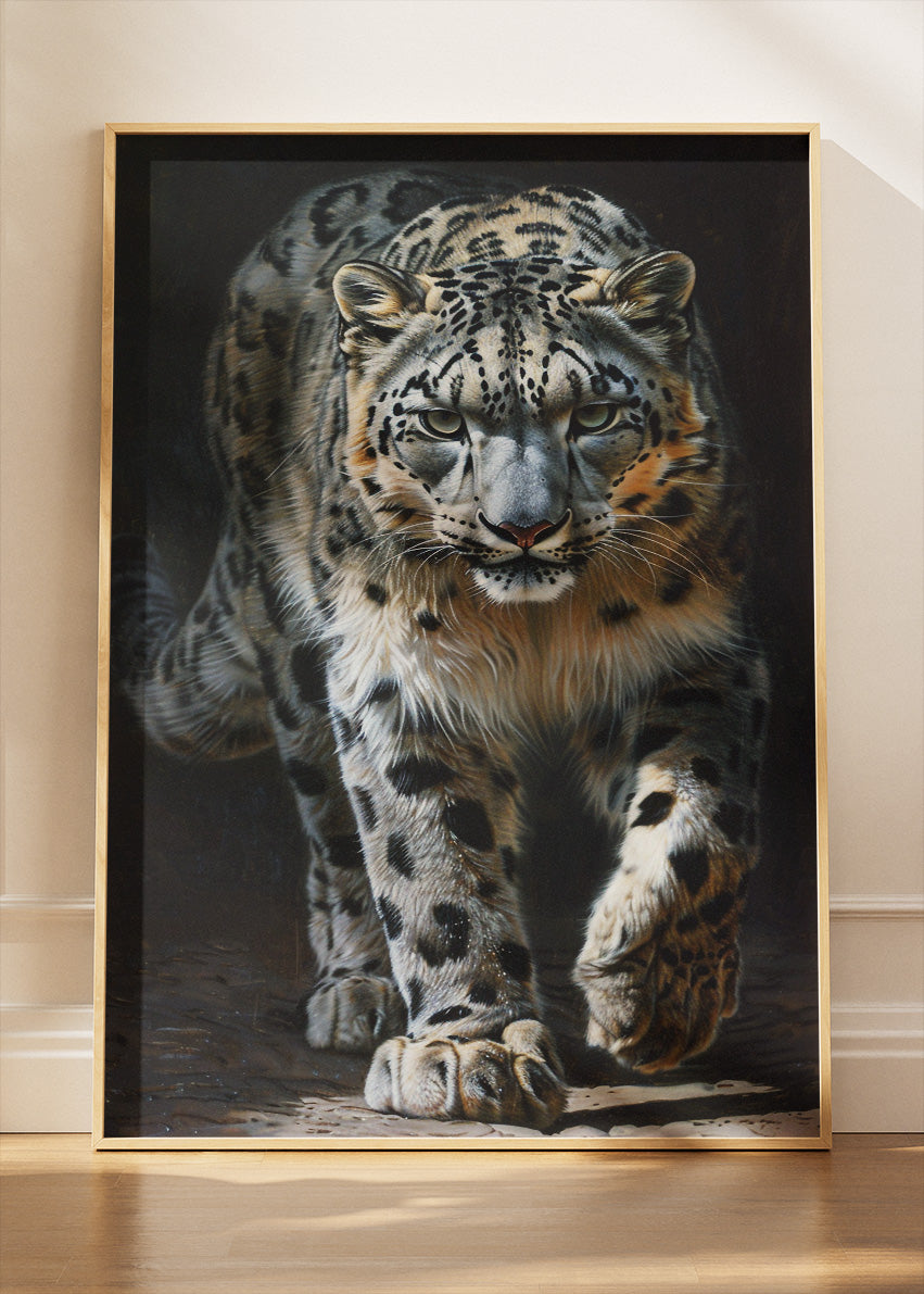 Snow Leopard Wall Art Print & Canvas – Majestic Big Cat Wildlife Artwork
