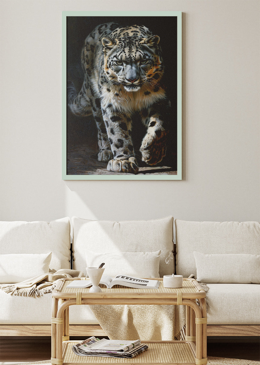 Snow Leopard Wall Art Print & Canvas – Majestic Big Cat Wildlife Artwork