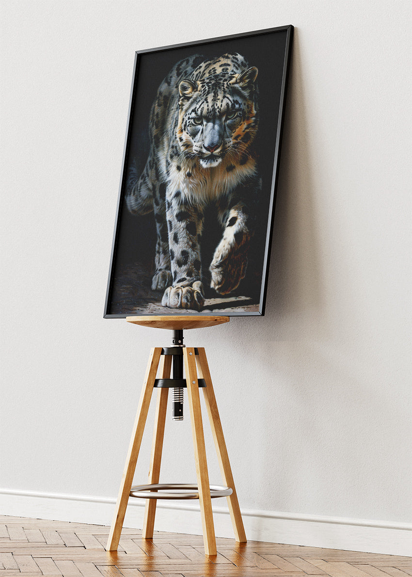 Snow Leopard Wall Art Print & Canvas – Majestic Big Cat Wildlife Artwork