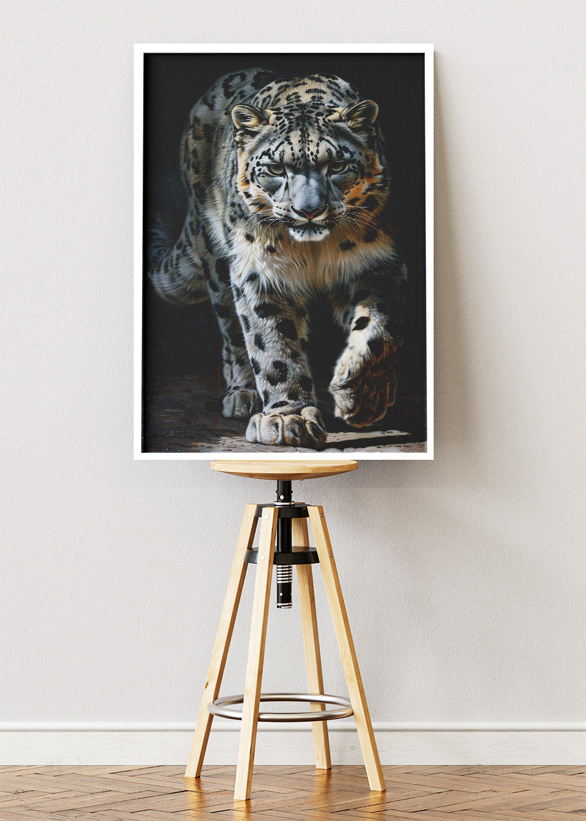 Snow Leopard Wall Art Print & Canvas – Majestic Big Cat Wildlife Artwork