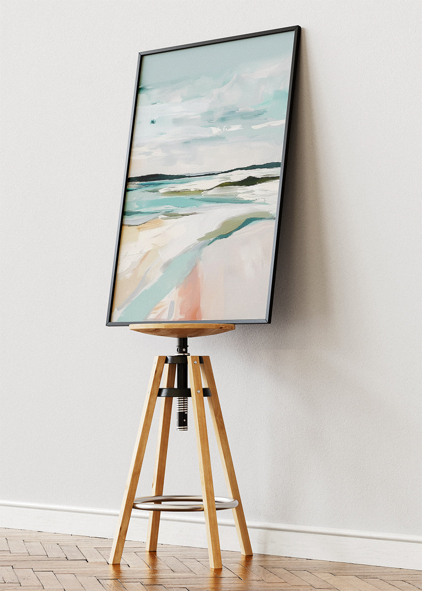 Soft Coastal Abstract Landscape – Minimalist Beach Wall Art Poster & Canvas – AI PRINT LAB