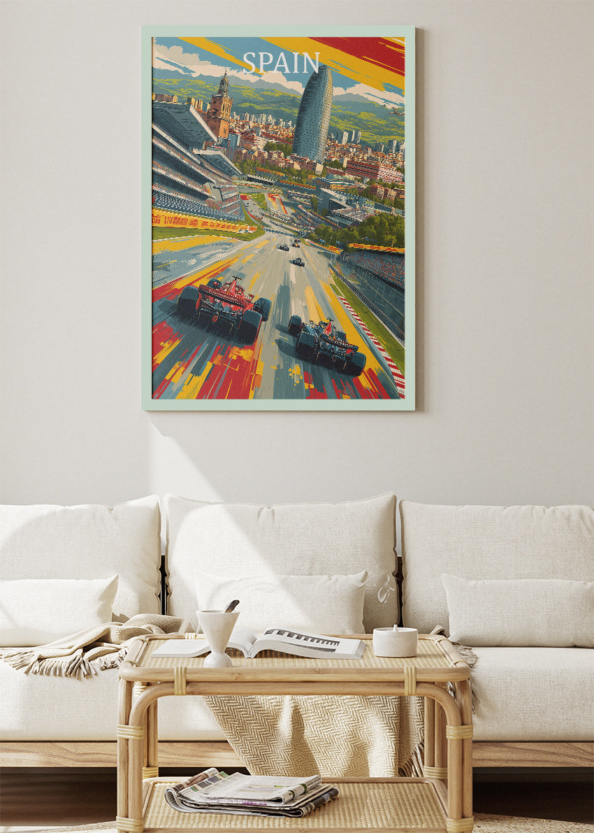 Spain Barcelona Street Circuit Formula 1 Canvas Print & Poster – AI PRINT LAB