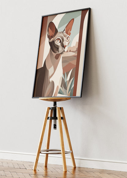 Sphynx Cat Canvas Print & Poster – Modern Minimalist Pet Wall Art