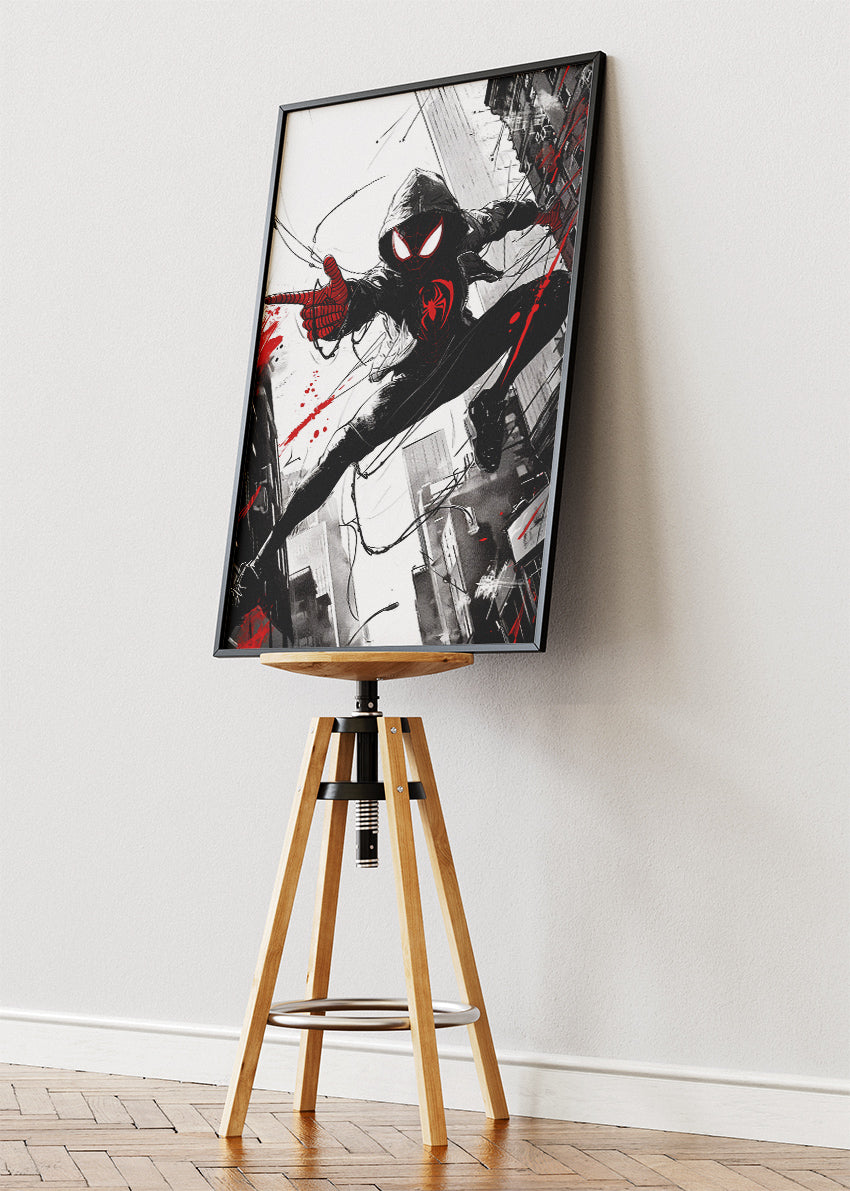 Spider-Man Miles Morales – Urban Red Street Art Canvas & Poster Print – AI PRINT LAB