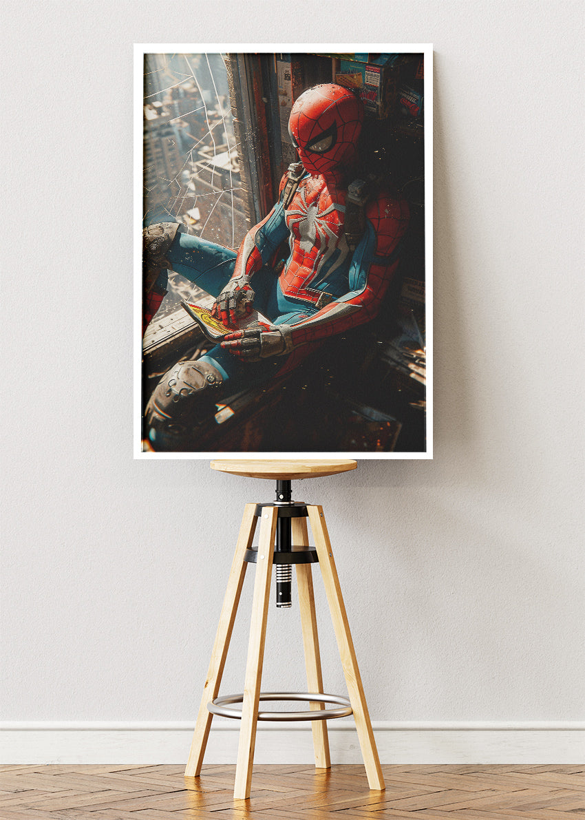 Spider-Man – Urban Window Scene Canvas & Poster Print – AI PRINT LAB