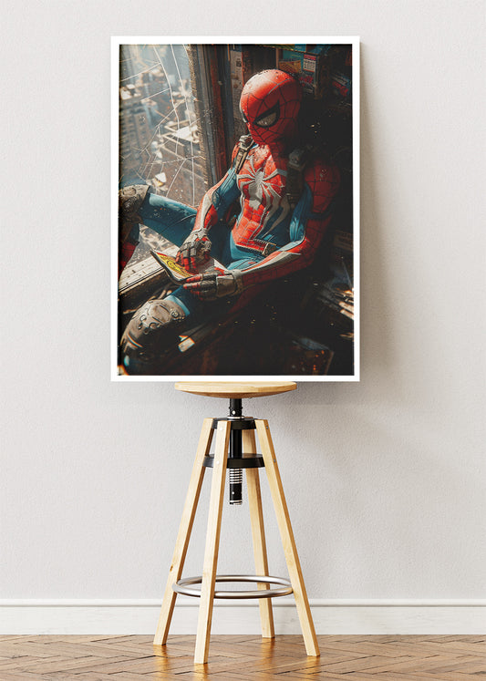 Spider-Man – Urban Window Scene Canvas & Poster Print – AI PRINT LAB