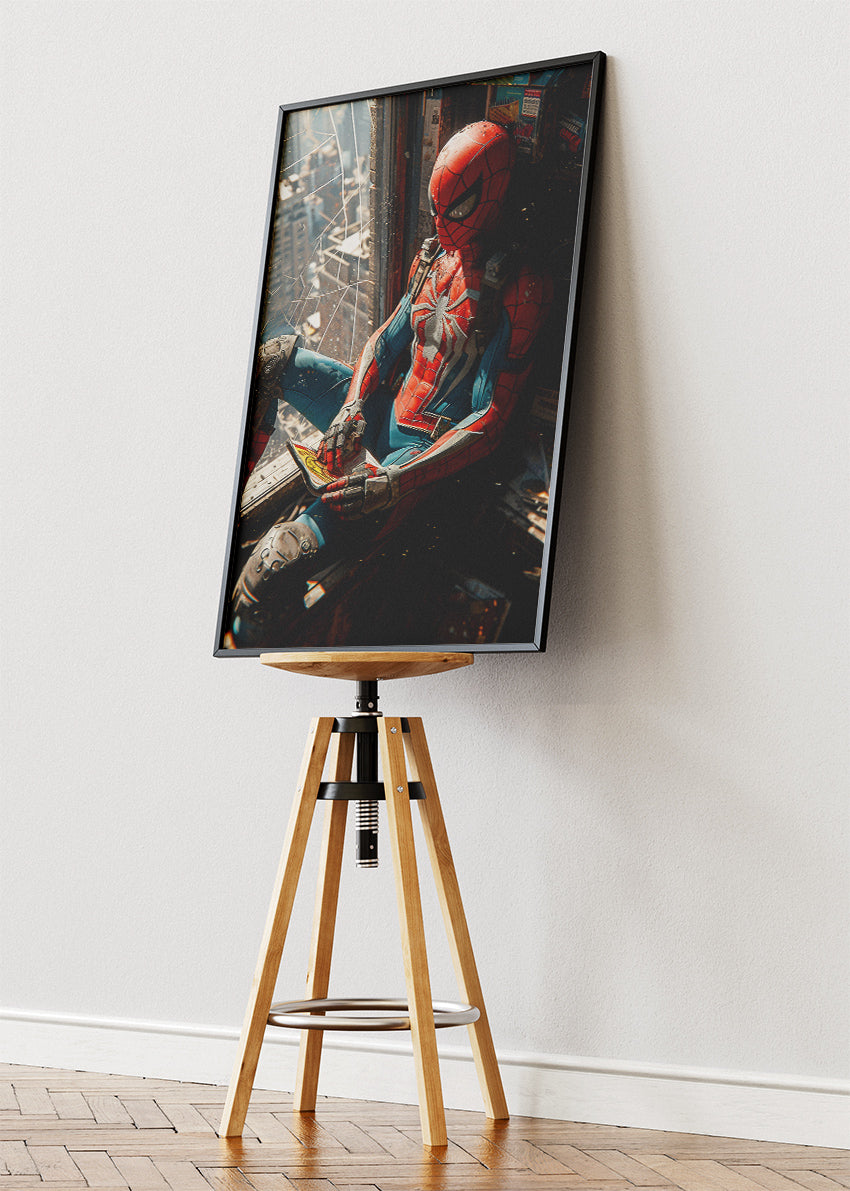 Spider-Man – Urban Window Scene Canvas & Poster Print – AI PRINT LAB