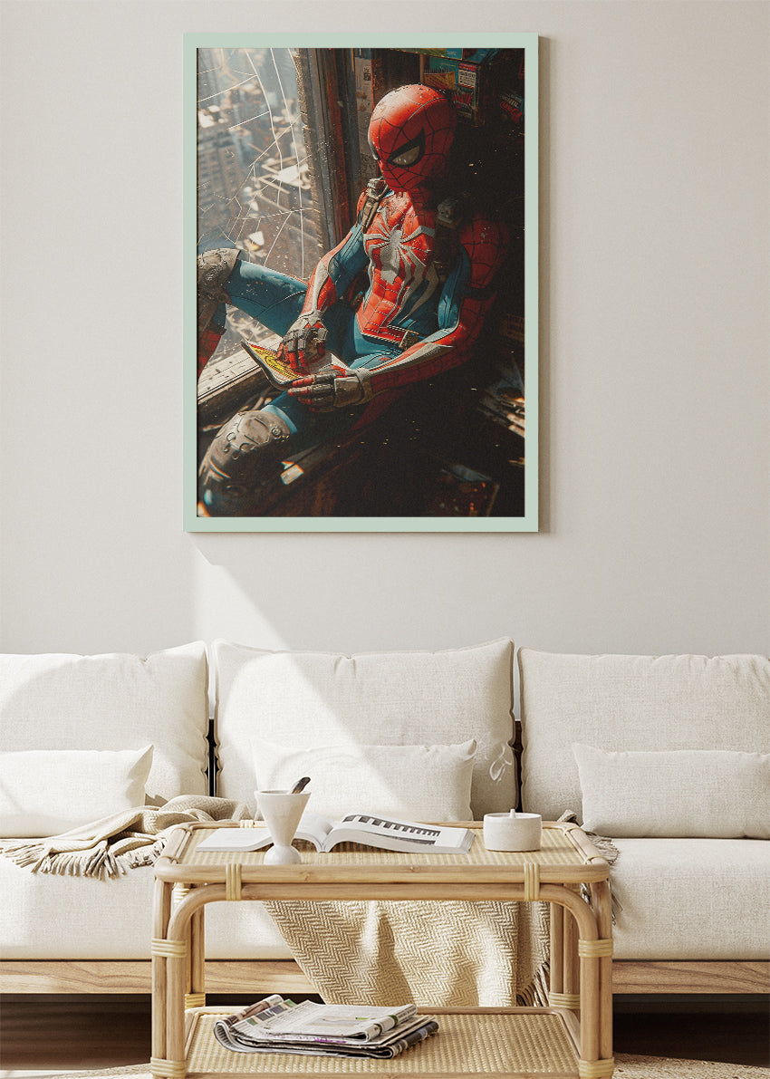 Spider-Man – Urban Window Scene Canvas & Poster Print – AI PRINT LAB