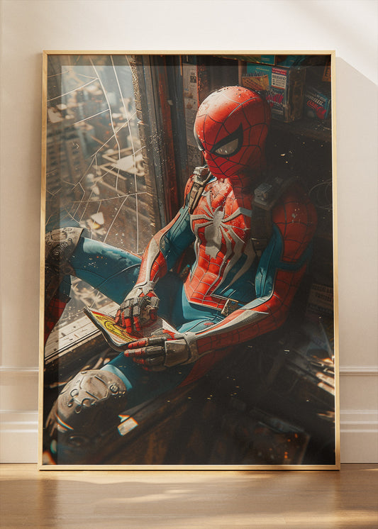 Spider-Man – Urban Window Scene Canvas & Poster Print – AI PRINT LAB