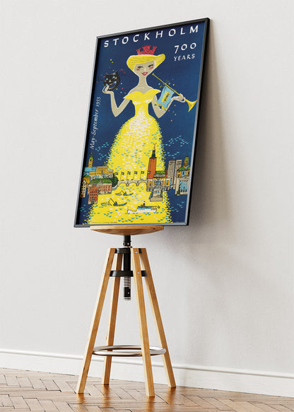 Stockholm 700 Years Poster & Canvas Print – Vintage Swedish Anniversary Travel Art