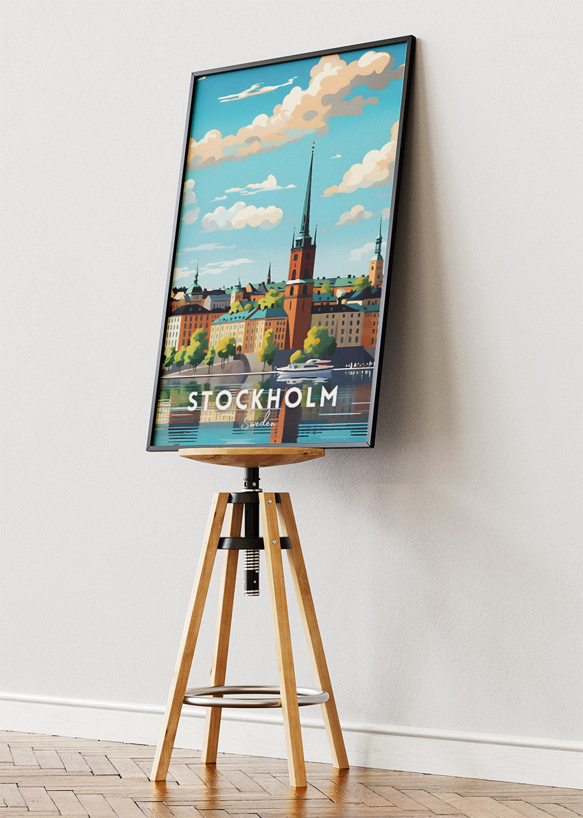 Stockholm Sweden Poster & Canvas Print – Scenic Waterfront Illustration