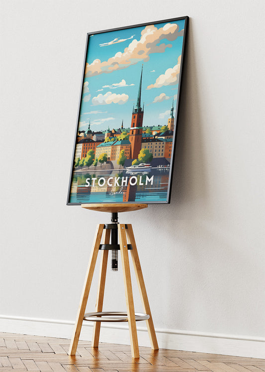 Stockholm Sweden Poster & Canvas Print – Scenic Waterfront Illustration