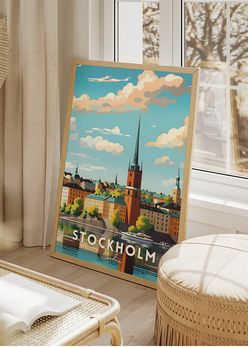 Stockholm Sweden Poster & Canvas Print – Scenic Waterfront Illustration