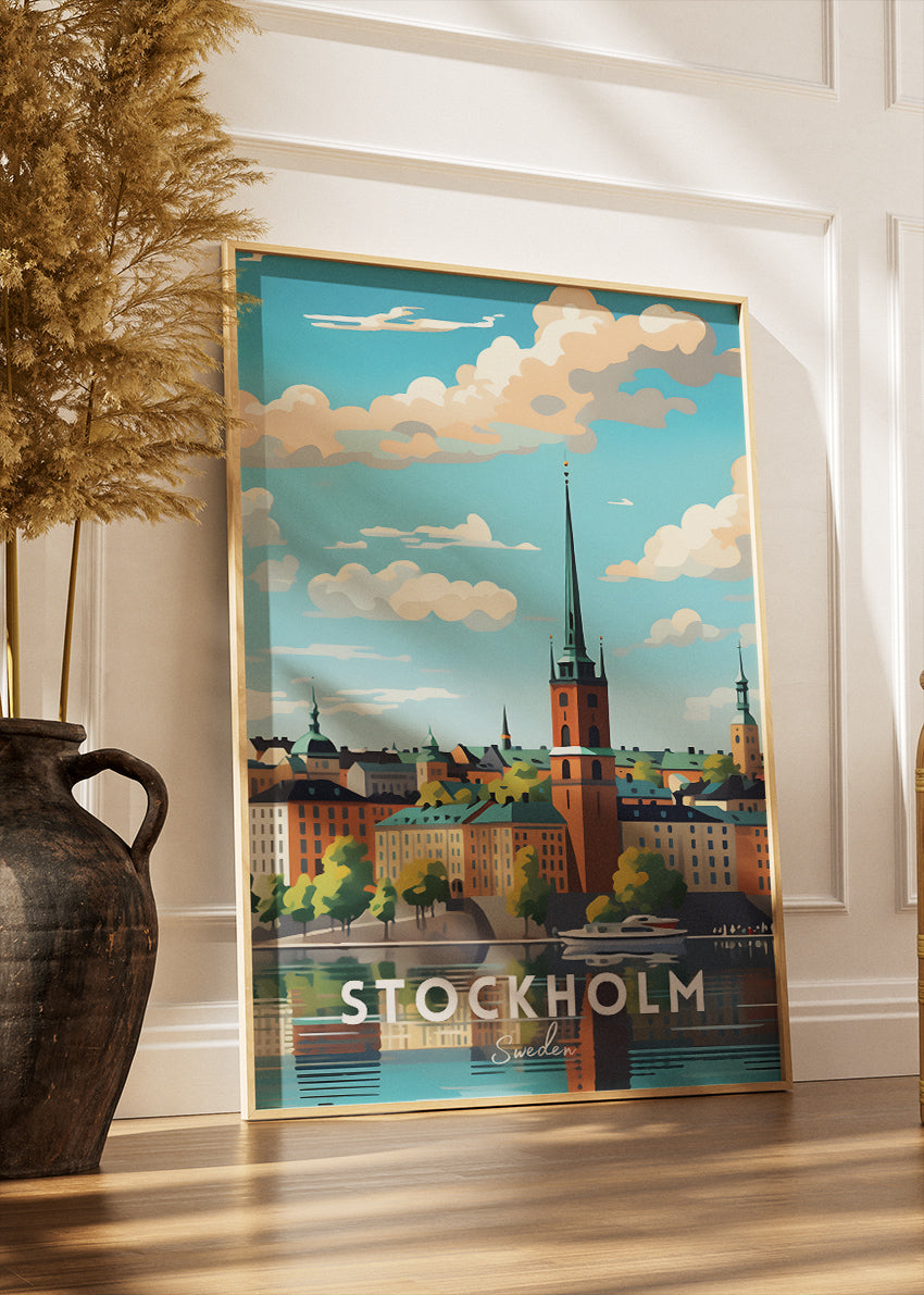 Stockholm Sweden Poster & Canvas Print – Scenic Waterfront Illustration