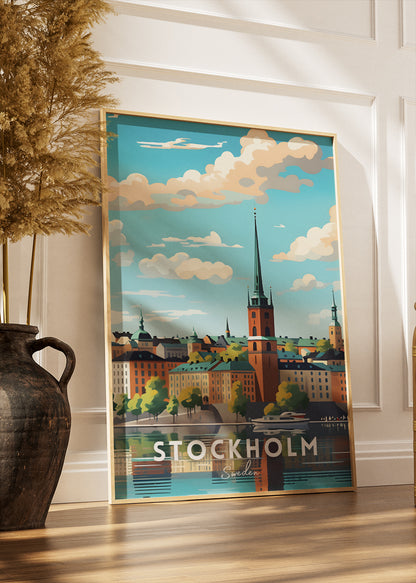 Stockholm Sweden Poster & Canvas Print – Scenic Waterfront Illustration