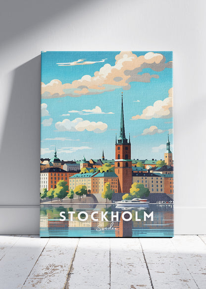 Stockholm Sweden Poster & Canvas Print – Scenic Waterfront Illustration