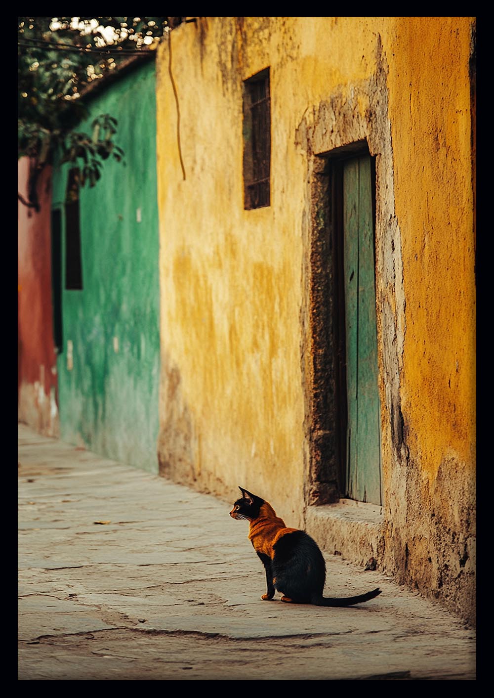 Street Cat by Colorful Walls Canvas Wall Art & Poster Print | Rustic Alleyway Photography – T1334 – Aiprintlab 1