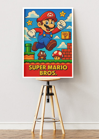 Super Mario Bros Wall Art – Classic Retro Platform Game Poster & Canvas