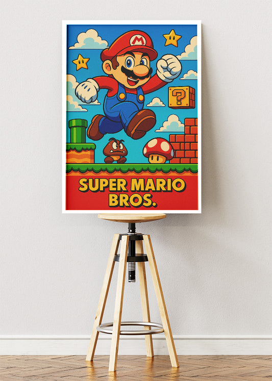 Super Mario Bros Wall Art – Classic Retro Platform Game Poster & Canvas