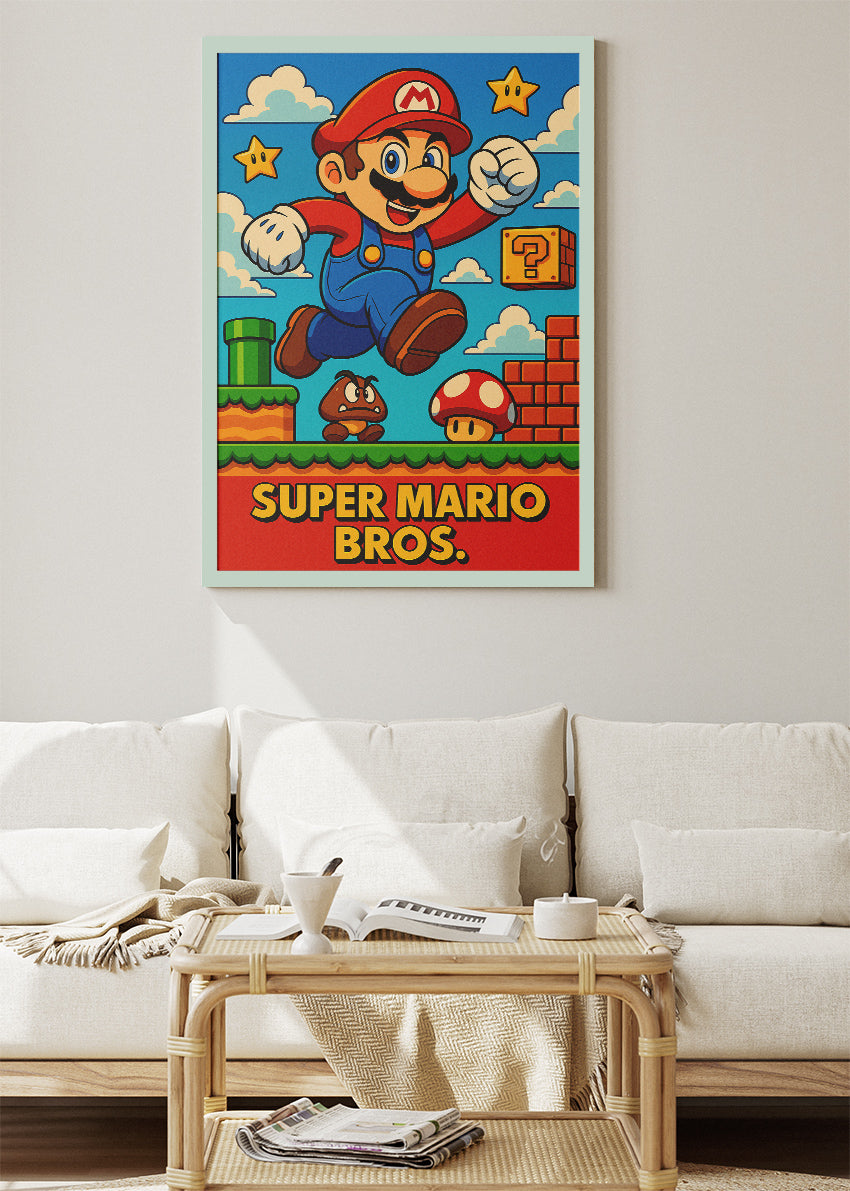 Super Mario Bros Wall Art – Classic Retro Platform Game Poster & Canvas