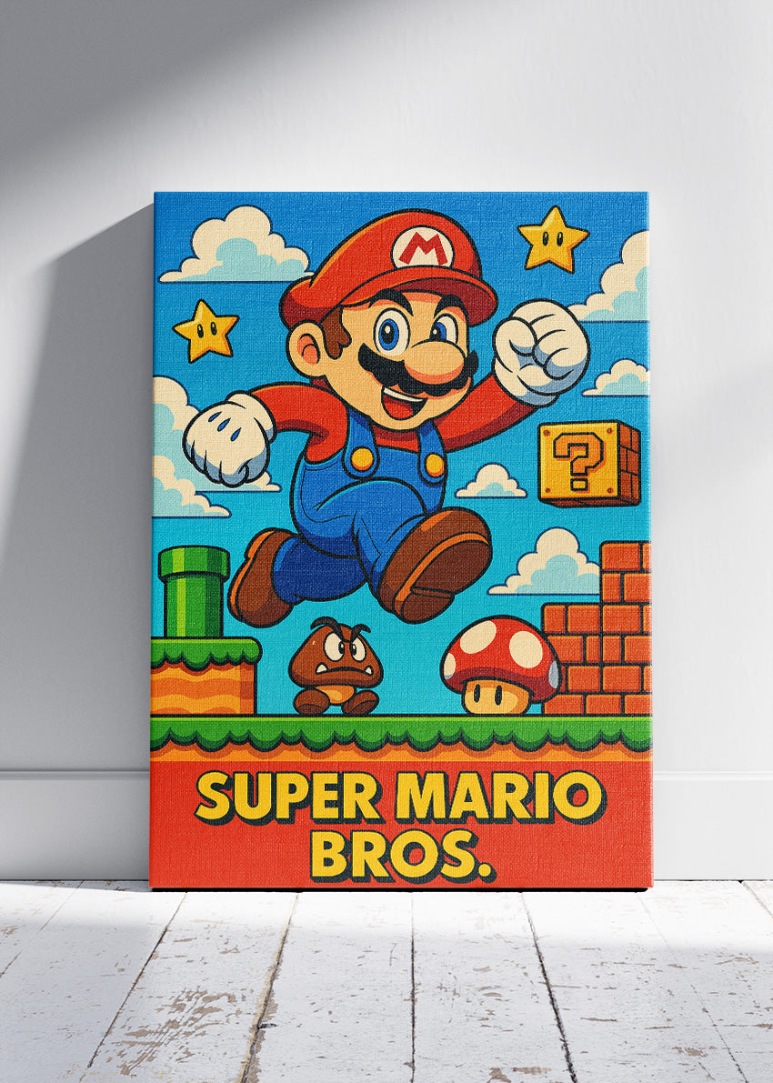 Super Mario Bros Wall Art – Classic Retro Platform Game Poster & Canvas