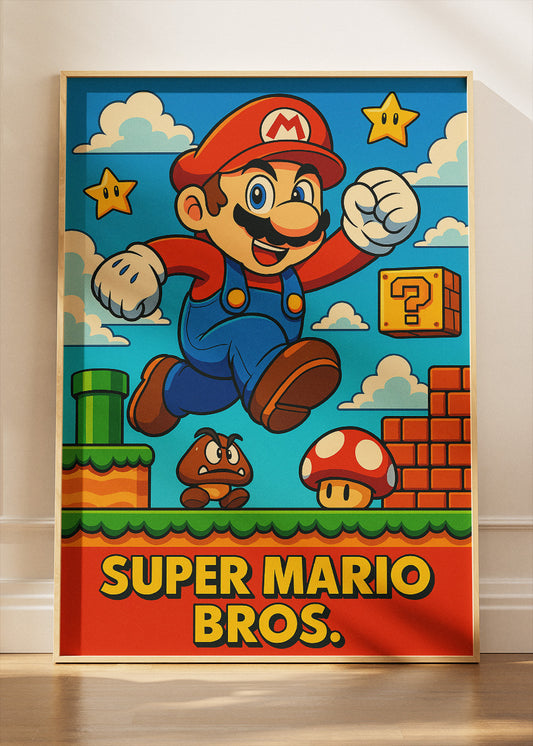 Super Mario Bros Wall Art – Classic Retro Platform Game Poster & Canvas