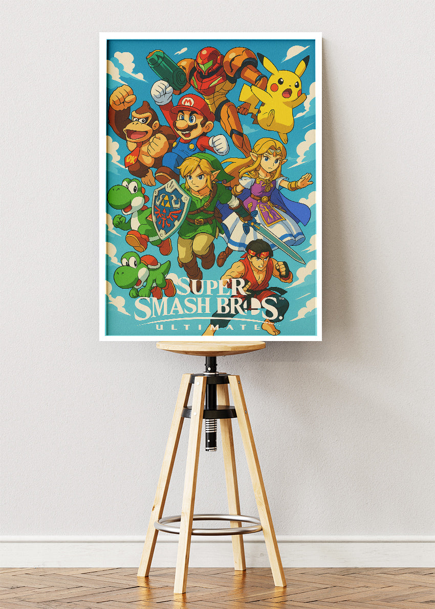Super Smash Bros Ultimate Wall Art – Iconic Fighting Game Heroes Poster & Canvas