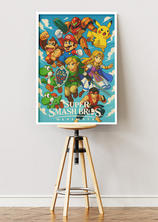 Super Smash Bros Ultimate Wall Art – Iconic Fighting Game Heroes Poster & Canvas