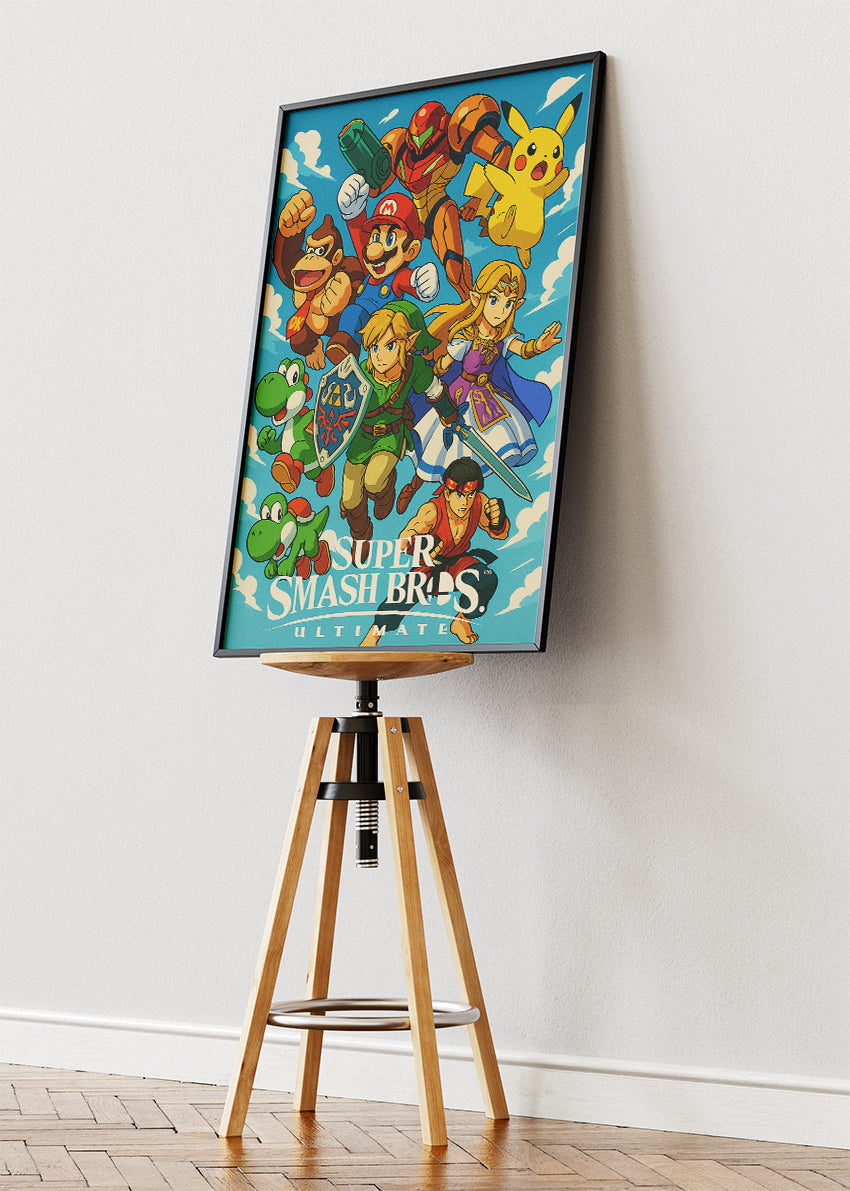 Super Smash Bros Ultimate Wall Art – Iconic Fighting Game Heroes Poster & Canvas