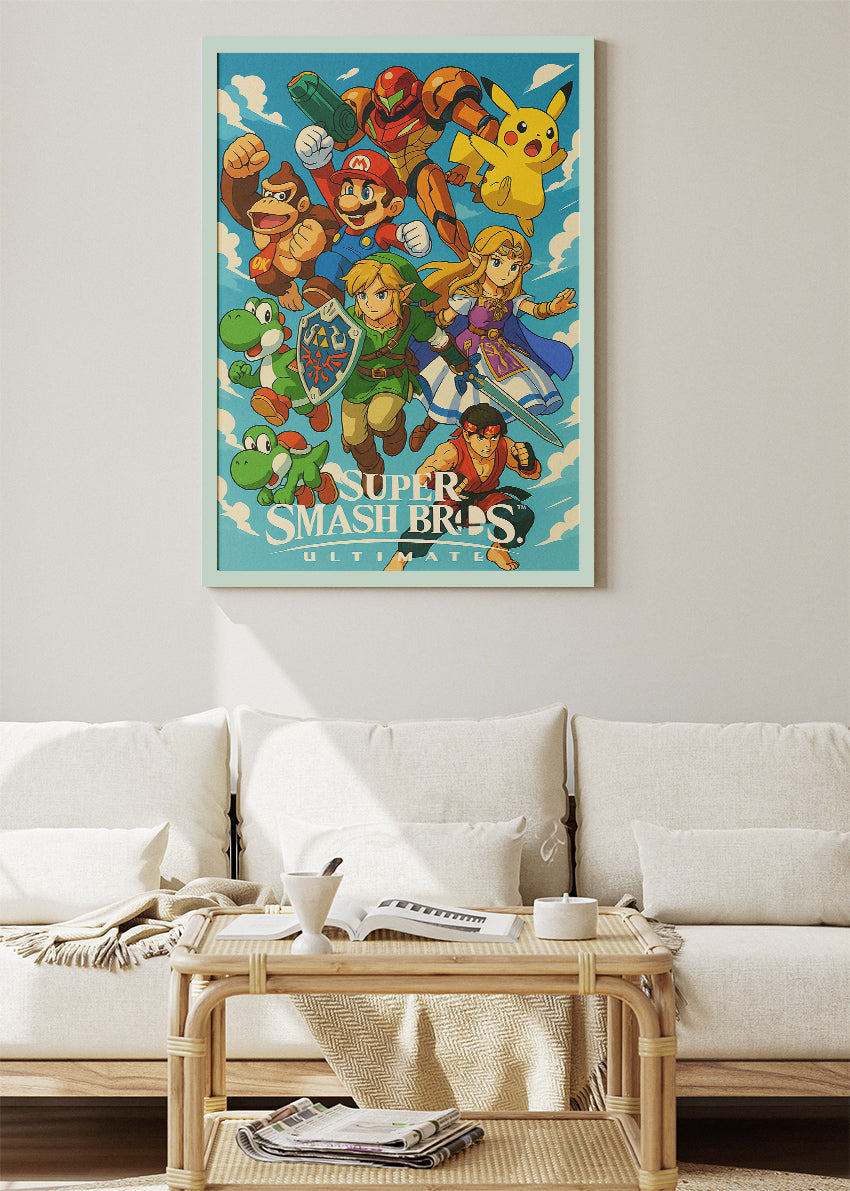 Super Smash Bros Ultimate Wall Art – Iconic Fighting Game Heroes Poster & Canvas