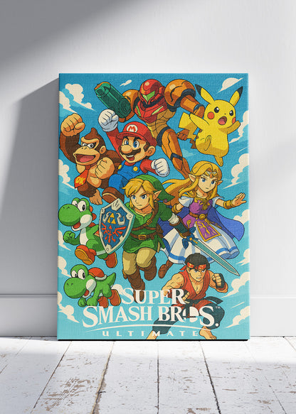 Super Smash Bros Ultimate Wall Art – Iconic Fighting Game Heroes Poster & Canvas