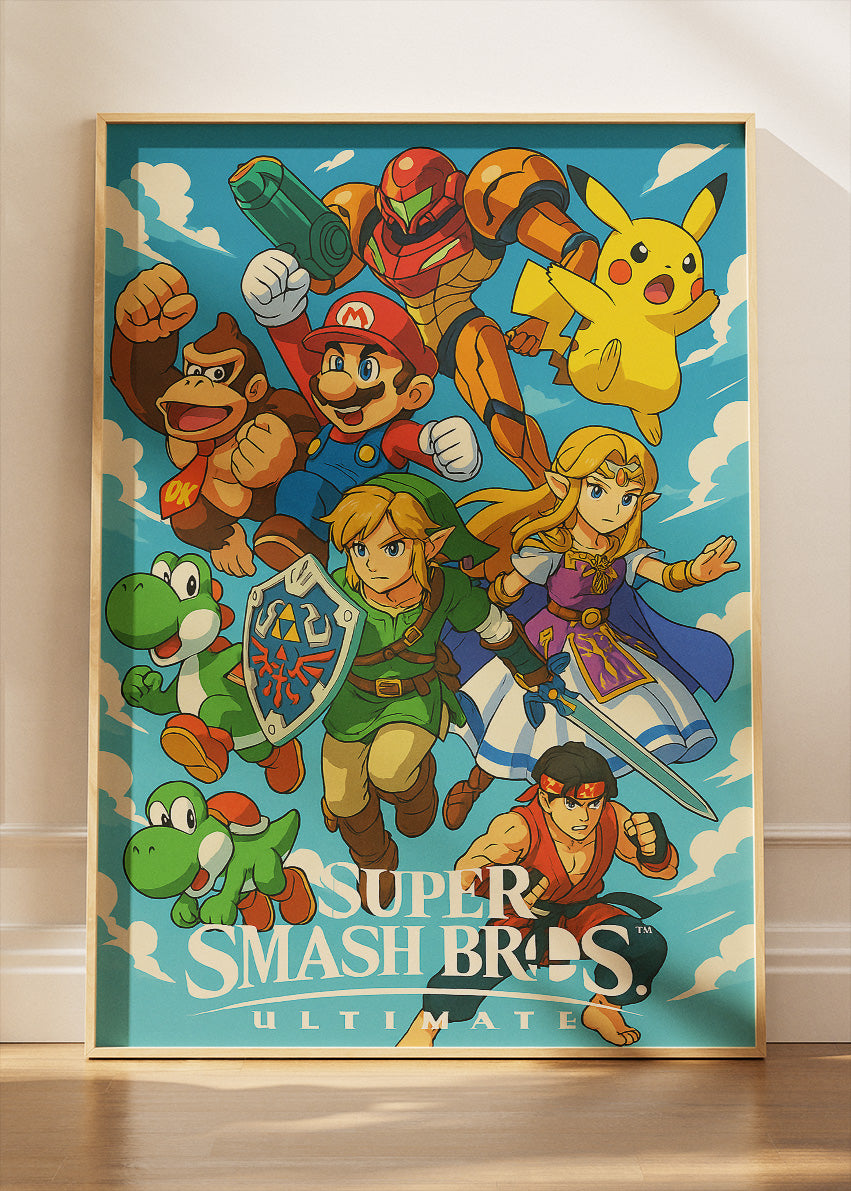 Super Smash Bros Ultimate Wall Art – Iconic Fighting Game Heroes Poster & Canvas