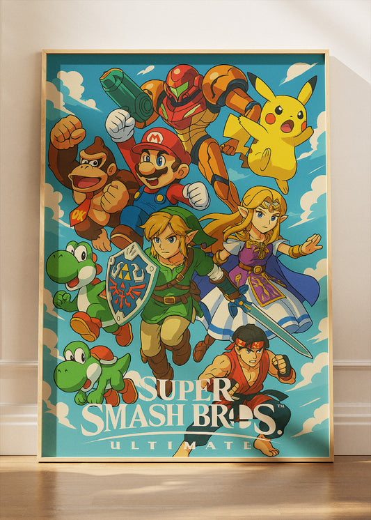 Super Smash Bros Ultimate Wall Art – Iconic Fighting Game Heroes Poster & Canvas