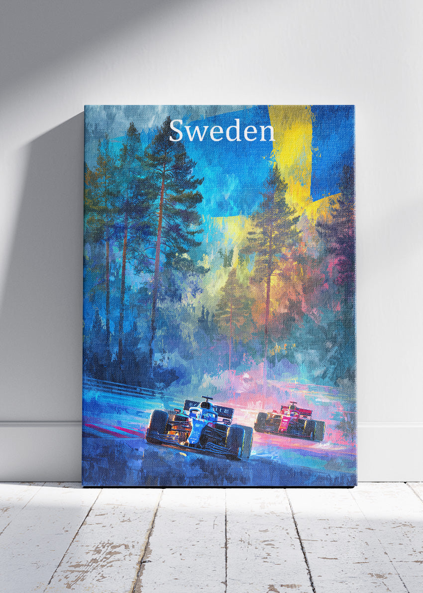 Sweden Nordic Forest Night Formula 1 Canvas Print & Poster – AI PRINT LAB